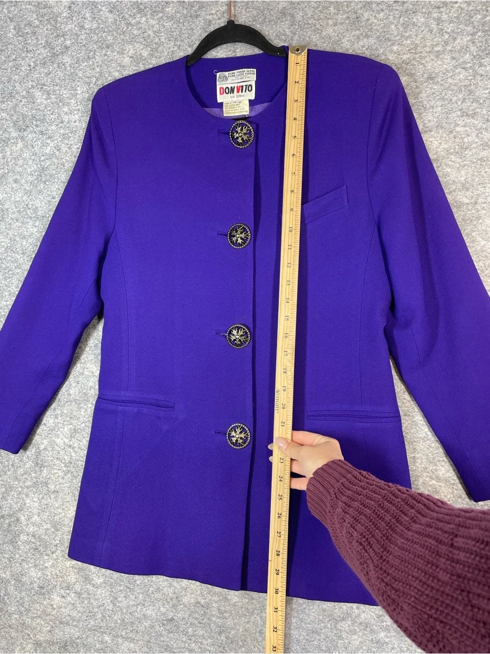 Don Vito Purple Wool Blazer Jacket Vintage Minimalist Career Chic Size 4 Office - Picture 7 of 16